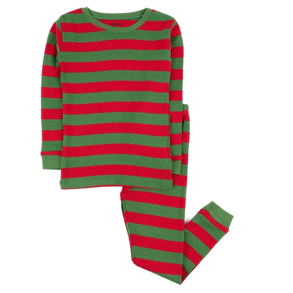 NWT Leveret Toddler Red & Green Striped Holiday Pajama Set (12-18 Months)